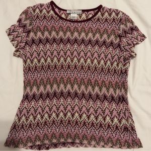 Vintage Tiramisu Pink Chevron Tee Shirt Size Large Y2K 2000s Unif